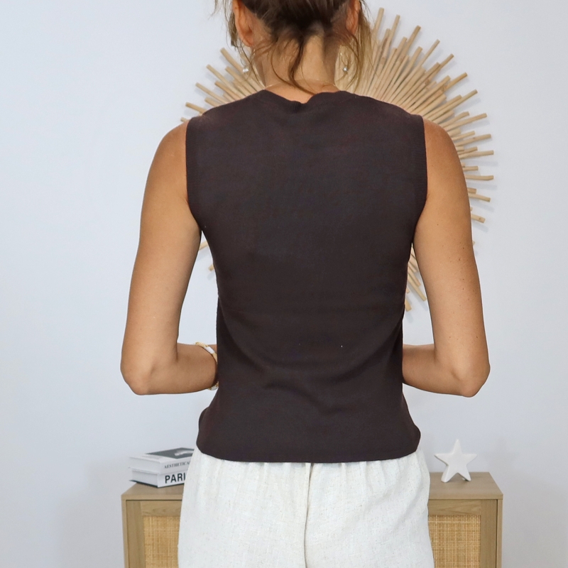 top nancy femme col rond élégant