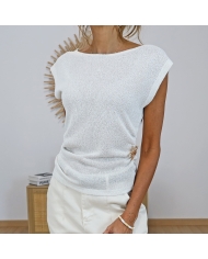 top taky femme détail broche dorée