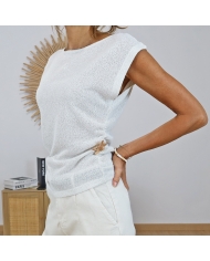 top taky tiffosi beige maille fine porté