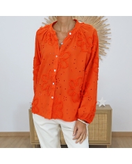 chemisier blossy femme détail fleurs relief