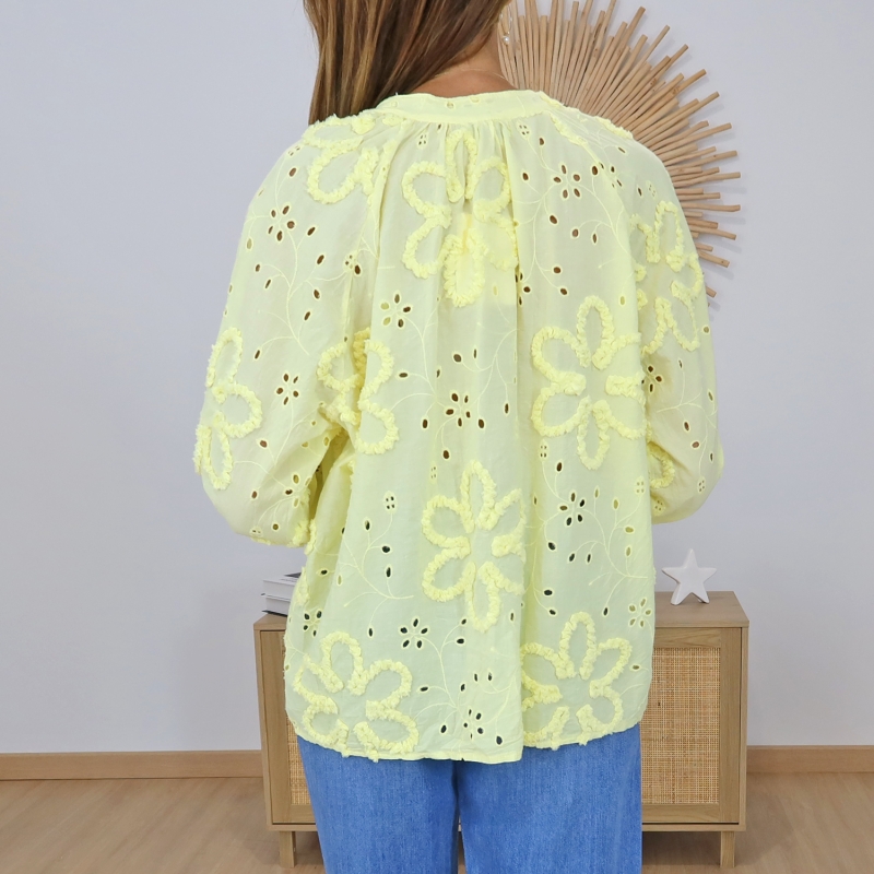 chemisier blossy jaune coupe ample