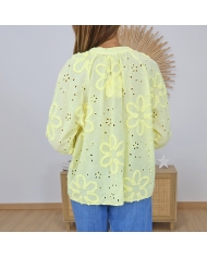 chemisier blossy jaune coupe ample
