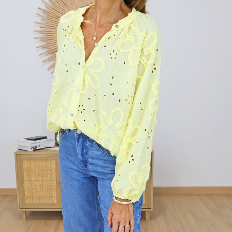 chemisier blossy femme manches longues élastiquées