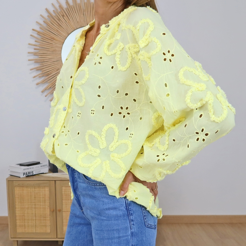 chemisier blossy jaune vue profil