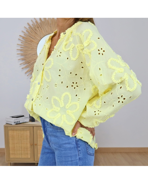 chemisier blossy jaune vue profil