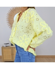 chemisier blossy jaune vue profil