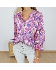 chemisier aurea parme imprimé porté