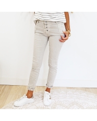 jean vic beige slim porté