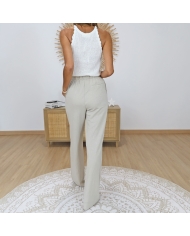 pantalon beige fluide look chic