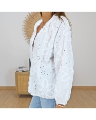 chemisier blossy femme vue profil