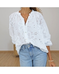 chemisier blossy blanc coupe fluide