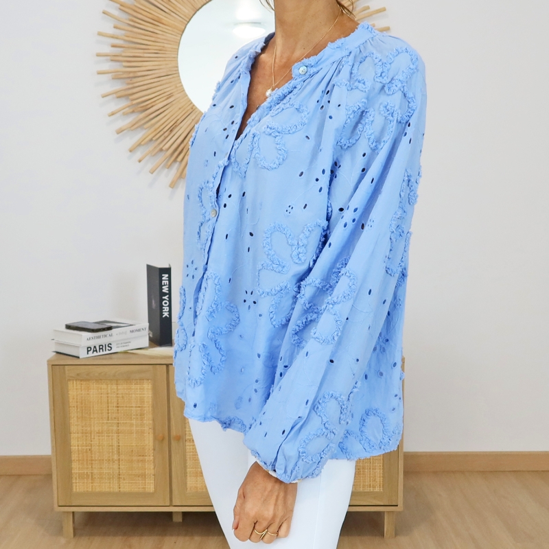 chemisier blossy femme vue profil