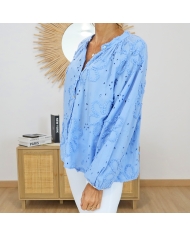 chemisier blossy femme vue profil