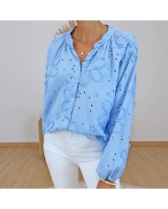 chemisier blossy femme fluide bleu