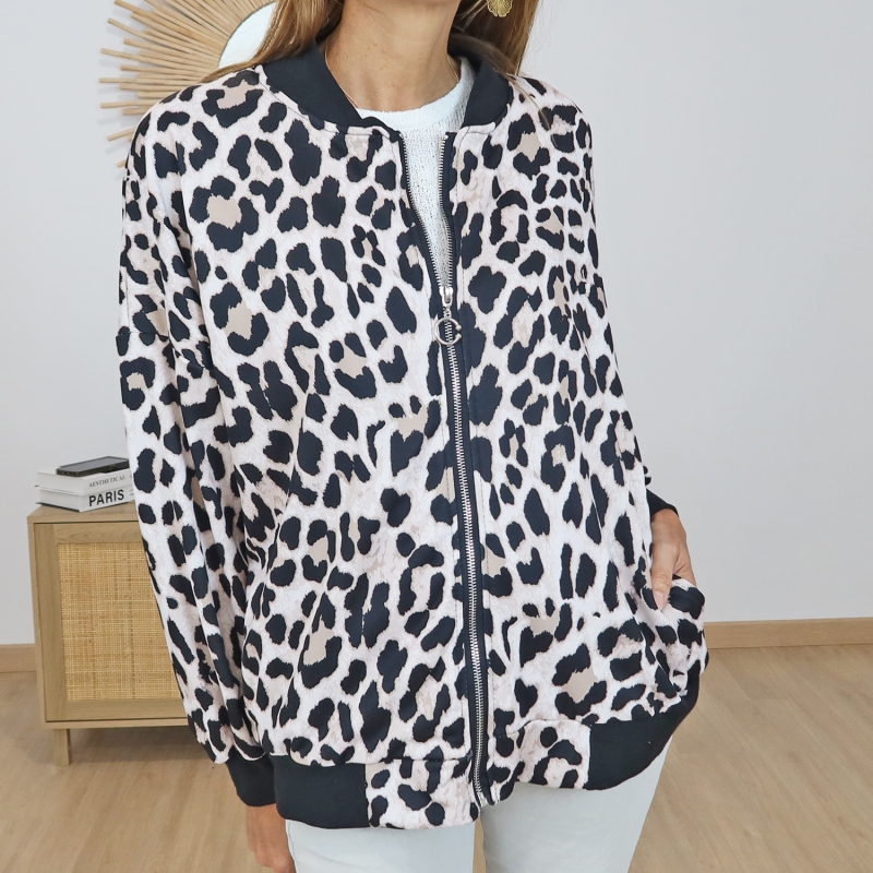 veste leopard femme vue face