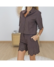 short chocolat tenue chic femme