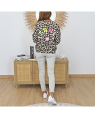 sweat coton femme léopard