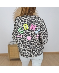 sweat léopard femme détail dos
