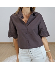 chemise chocolat manches courtes femme