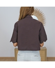 chemise femme détail broderie anglaise manches