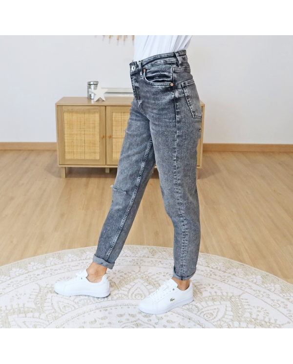jean mom fit femme noir delave