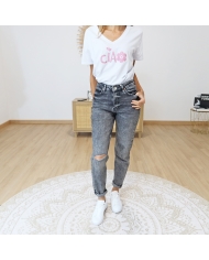 jean femme dechire genou