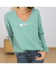 pull femme coeur devant