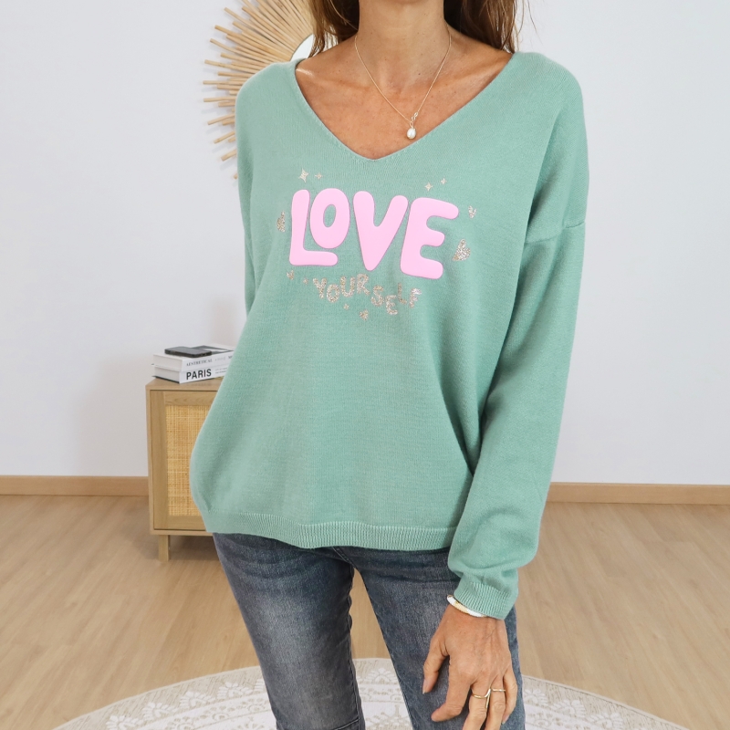 pull elisa love yourself amande femme