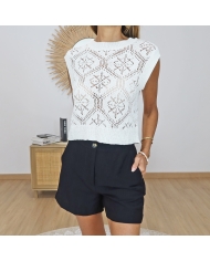 top beige vanille femme tenue ete