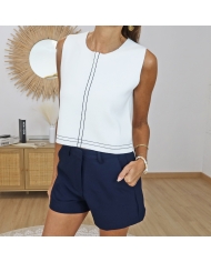 top femme vue face beige