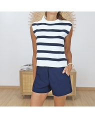 top tifosi dos noue rayures marin femme