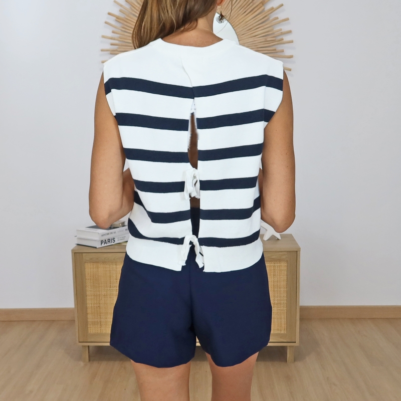 top tifosi dos noue rayures marin femme