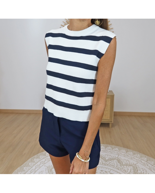 top maya gancho tifosi rayures ecru marine femme