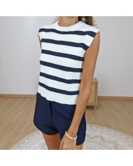 top maya gancho tifosi rayures ecru marine femme