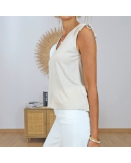 top beige femme liens epaules