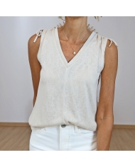 top femme fluide beige tendance