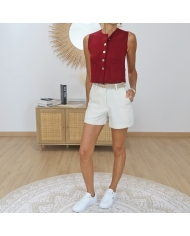 gilet bordeaux tenue femme elegante