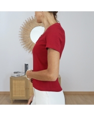 t-shirt femme coton elastane bordeaux