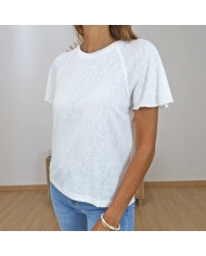 t-shirt fluide femme col rond ecru