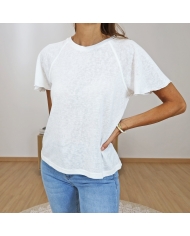 t-shirt fluide femme col rond ecru