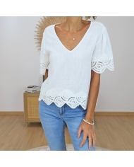 blouse dentelle guipure femme blanche