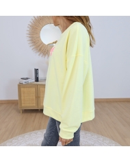 sweat amore jaune femme coton