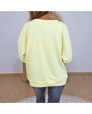 sweat femme inscription coeur relief