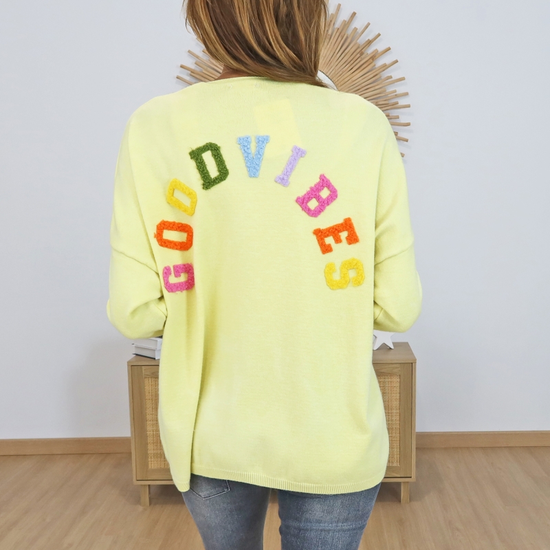 gilet good vibes jaune femme oversize