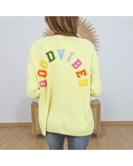 gilet good vibes jaune femme oversize