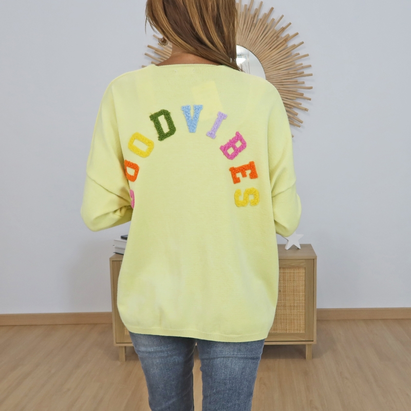 gilet good vibes jaune femme oversize
