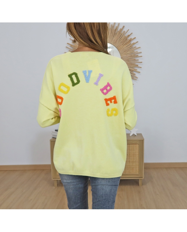 gilet good vibes jaune femme oversize