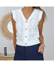 top femme look chic ecru