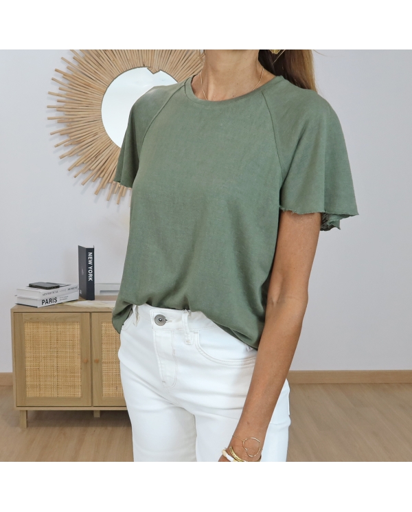t-shirt kaki tenue elegante femme