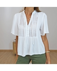 blouse blanche broderie ajouree femme